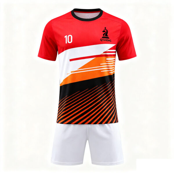 2025-2026 Collection Red and orange color blocking with black stripes Casual Sports Tracksuit